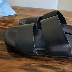 FEIT | Shoes | Feit Double Stap Black Leather Sandals | Poshmark display picture 1